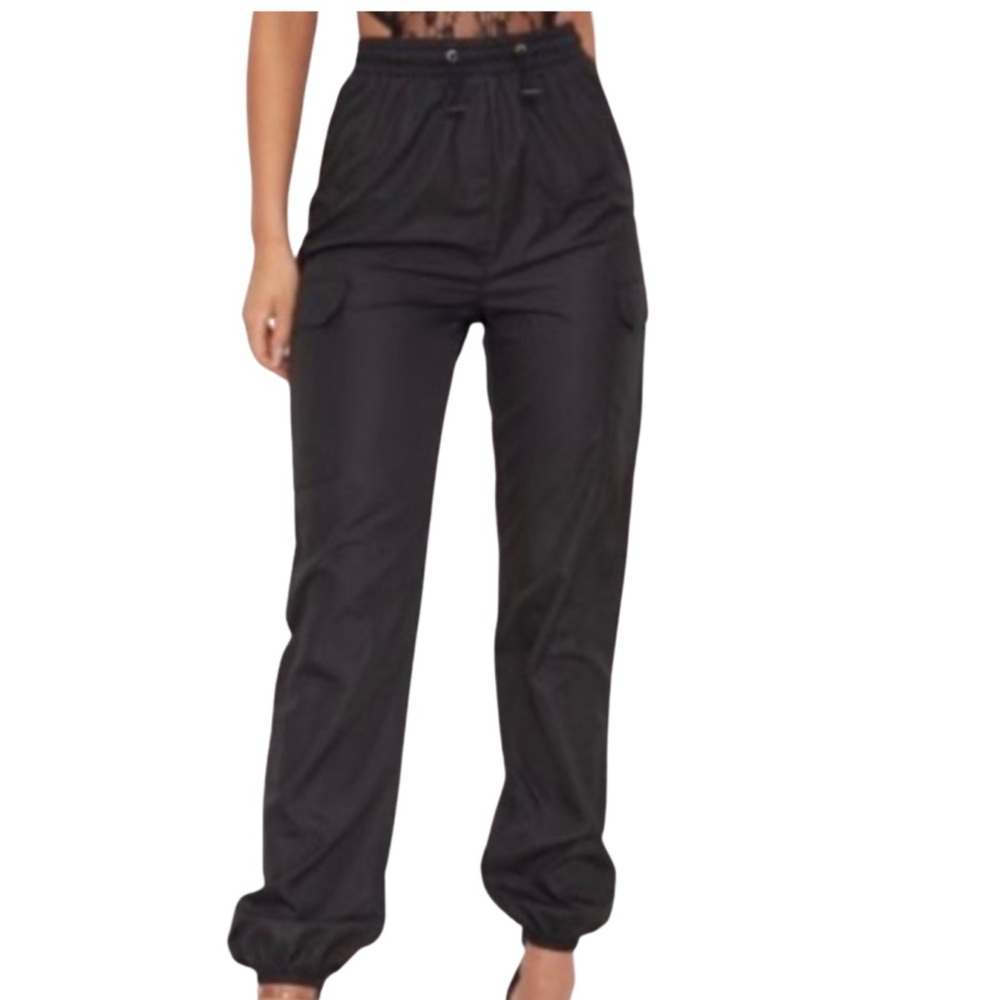 PRETTY LITTLE THING PANTS Windbreaker Jogger Cargo Pockets With Flap Womens SZ 2